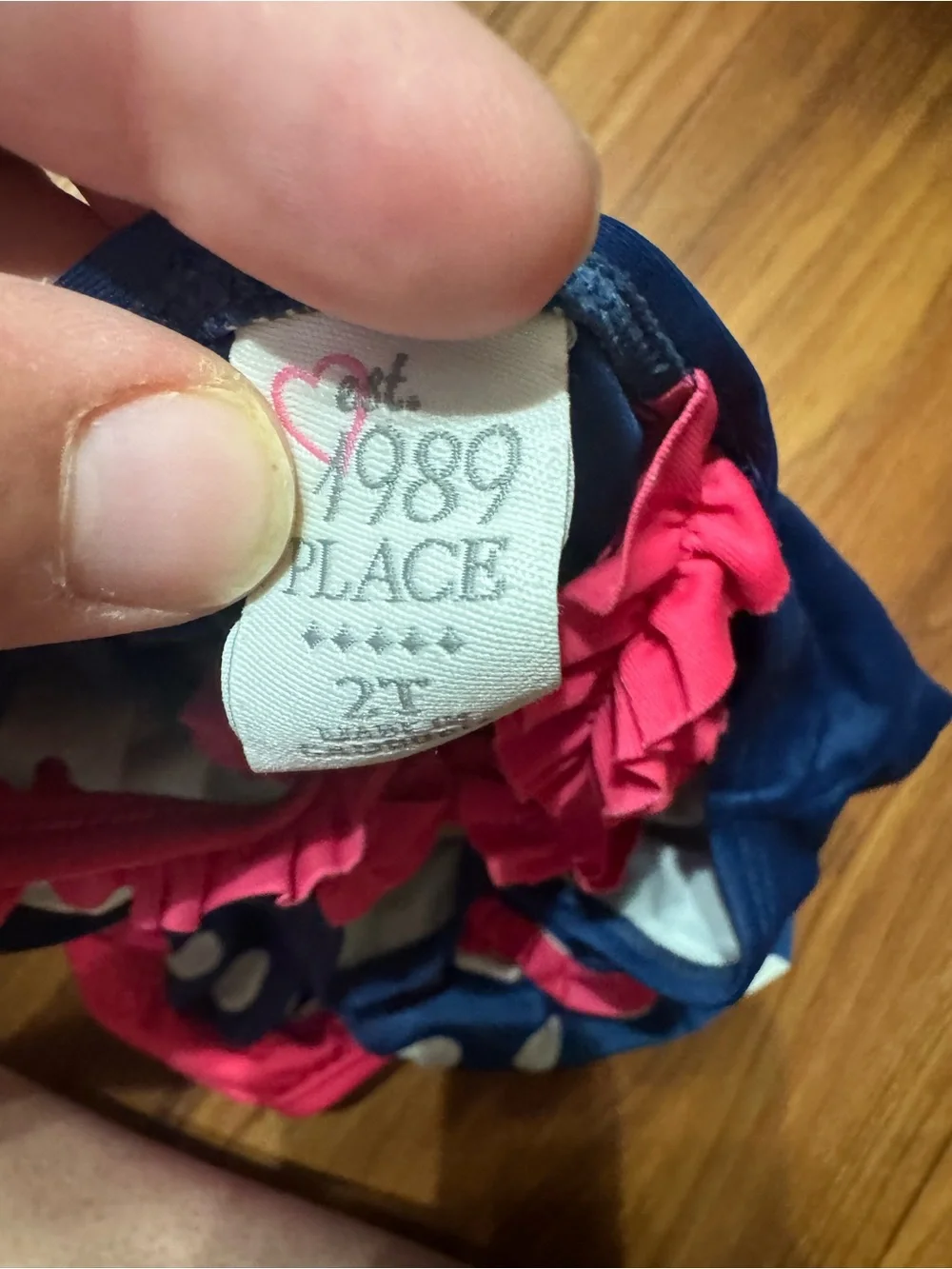 Place Navy and Hot Pink Polka Dot Toddler Swimsuit